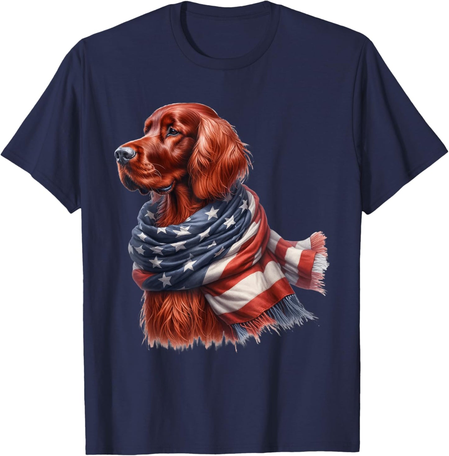 Irish Setter American Flag Patriotic Irish Setter Dog Lover T-Shirt - T-Shirt | Navy