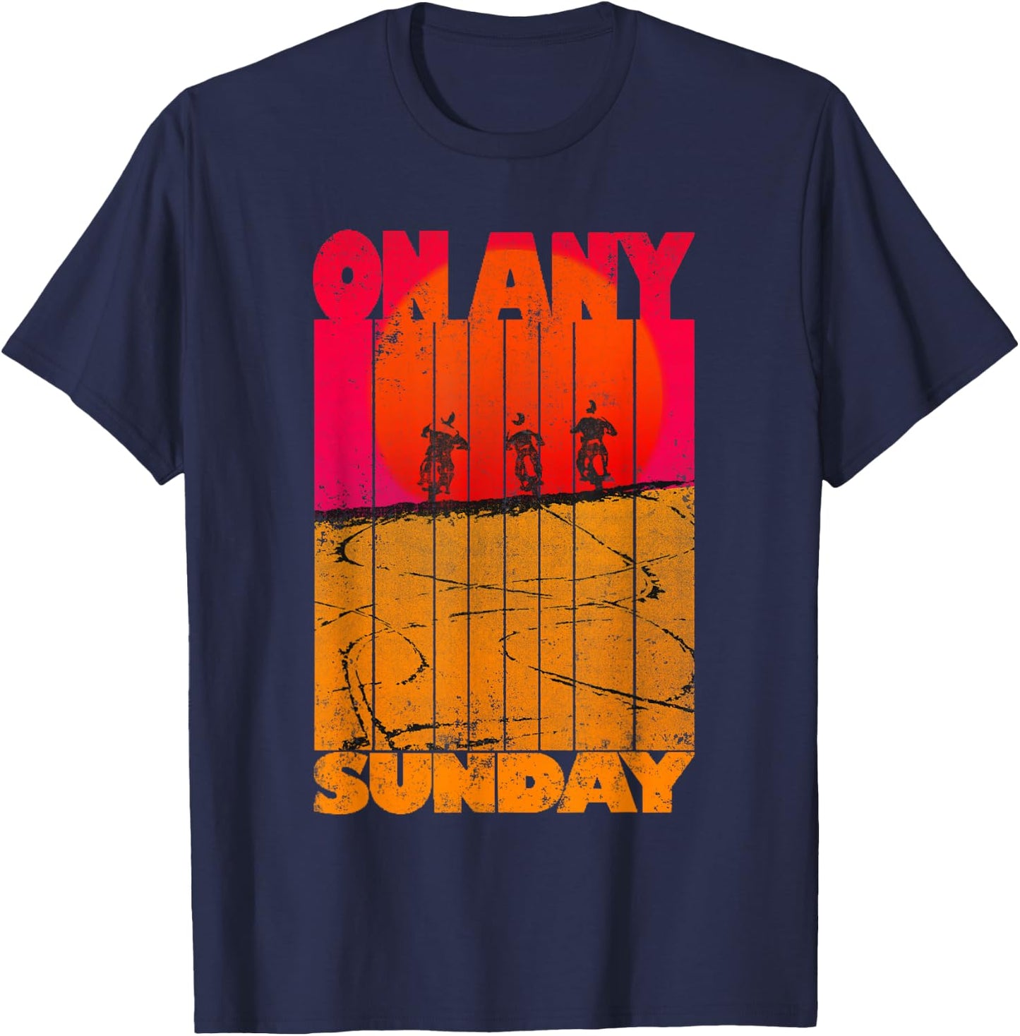 Endless Summer Vintage On Any Sunday - Men's Black Small Classic Fit Short Sleeve T-Shirt - T-Shirt | Navy