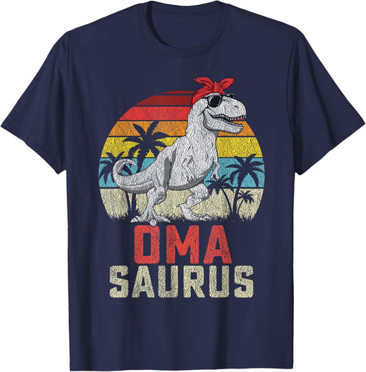 Omasaurus T rex Dinosaur Oma Saurus Mother's Family T-Shirt - T-Shirt | Navy