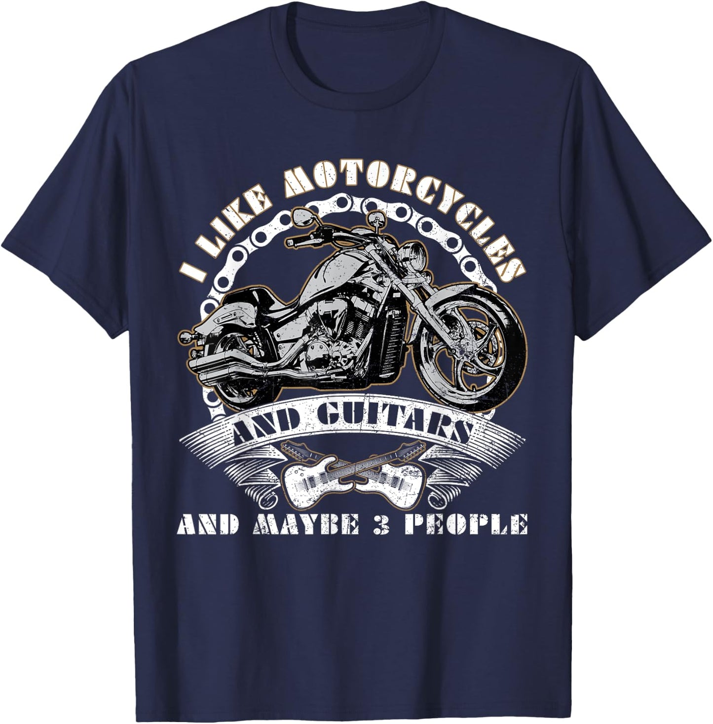 I Like Motorcycles And Guitars And Maybe 3 People Rider Race T-Shirt - T-Shirt | Navy