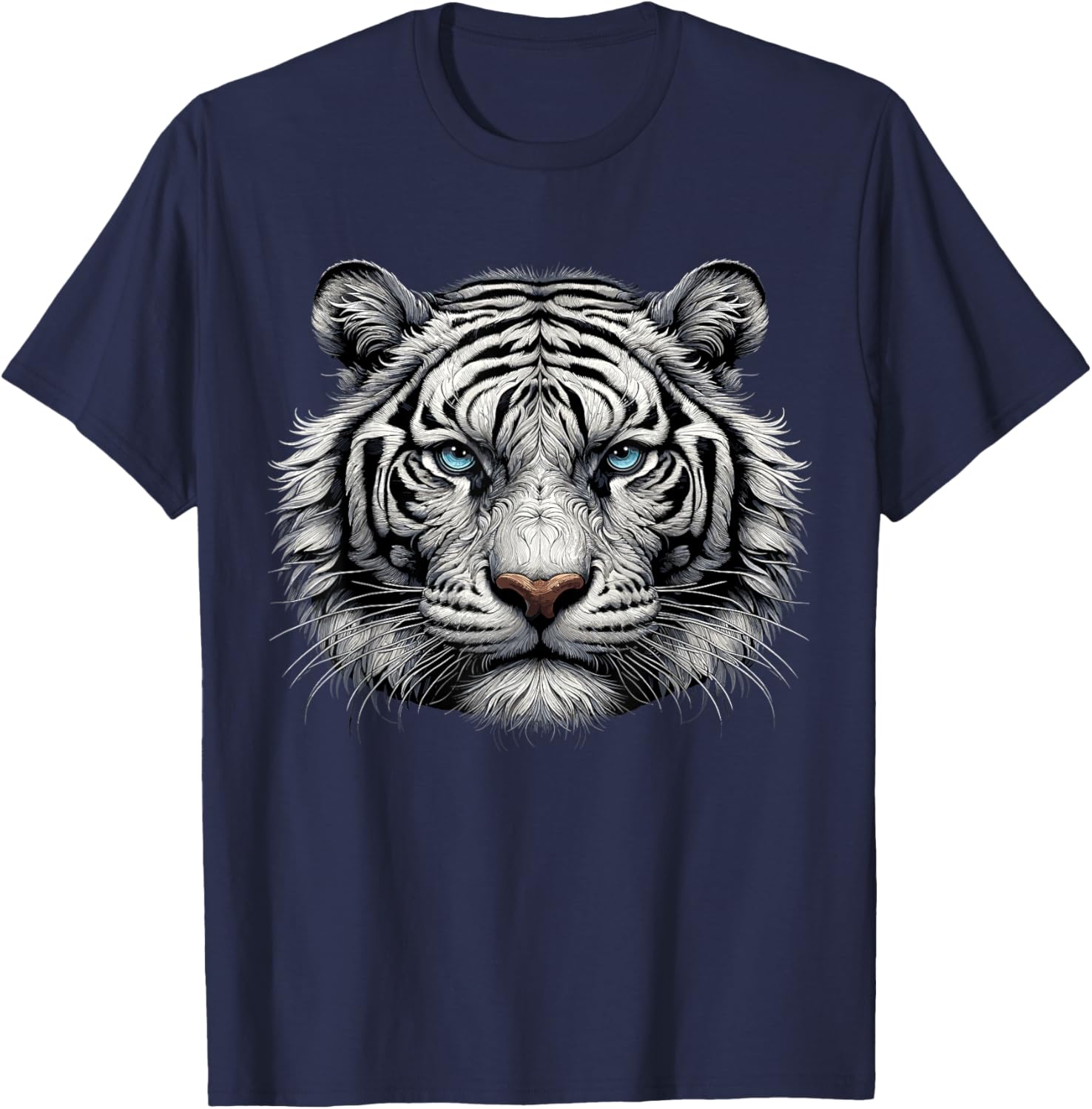 White Bengal Tiger Animal T-Shirt - T-Shirt | Navy
