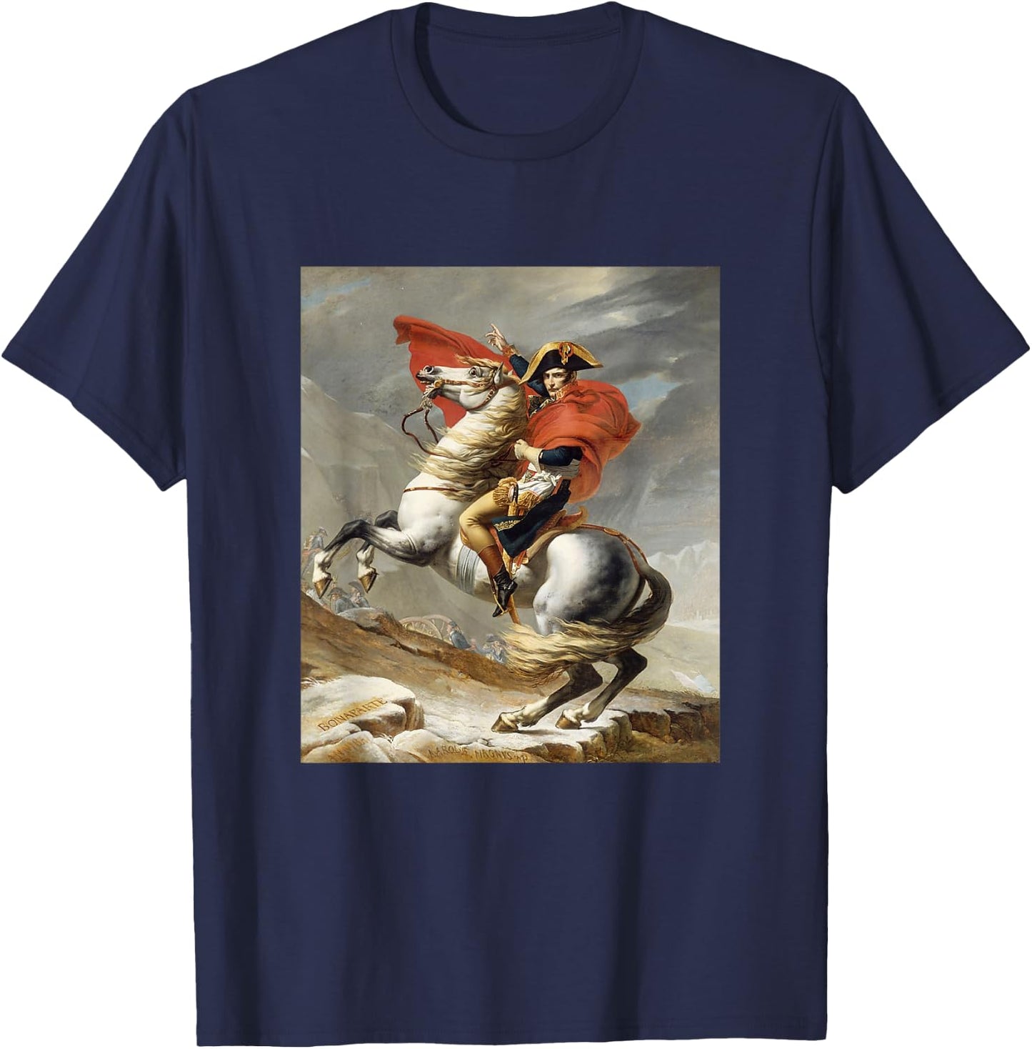 Napoleon Bonaparte Jacques-Louis David Neoclassicism Art T-Shirt - T-Shirt | Navy