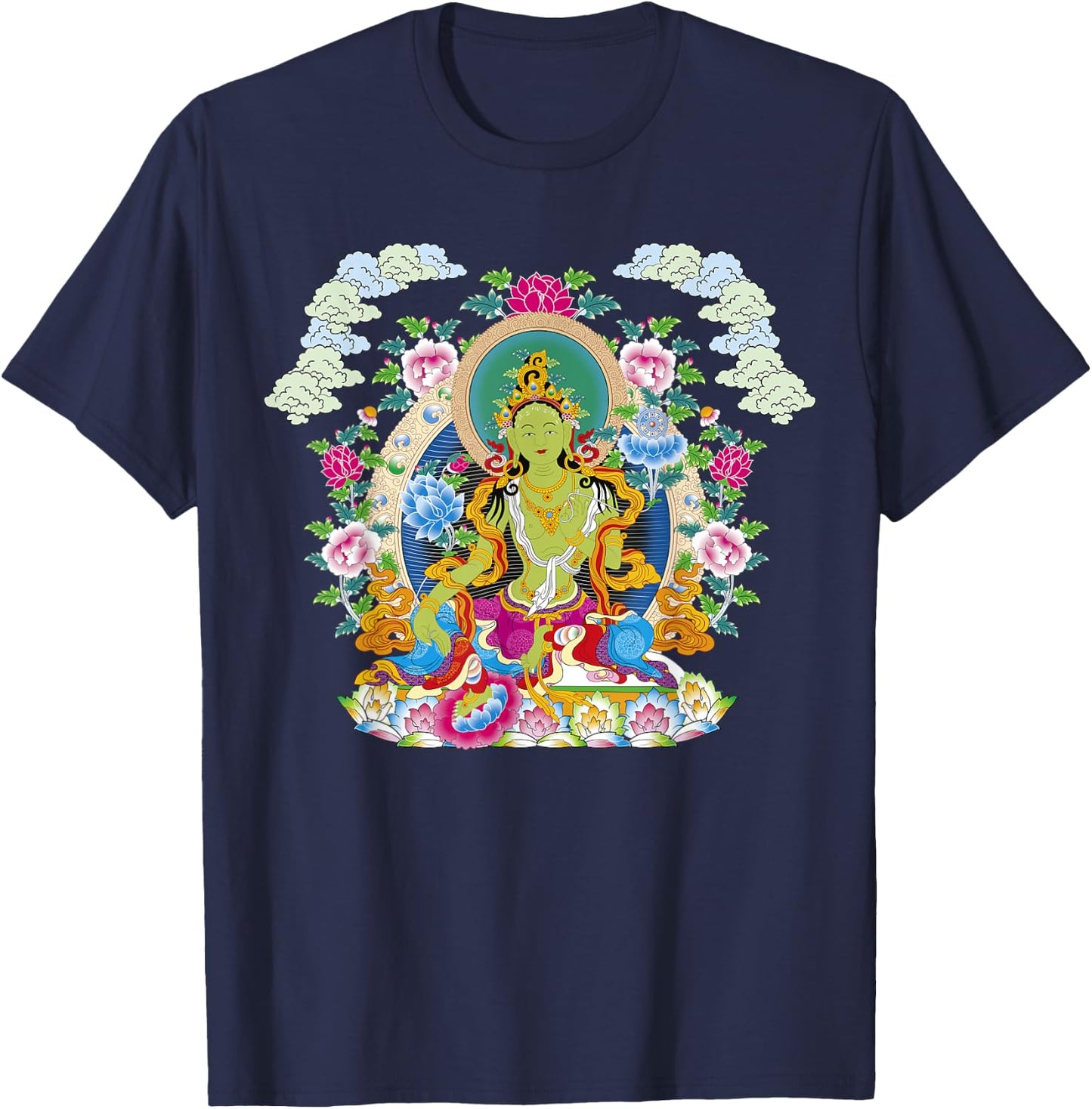 Thangka Buddha Yoga Mandala Meditation Buddhism Namaste T-Shirt - T-Shirt | Navy