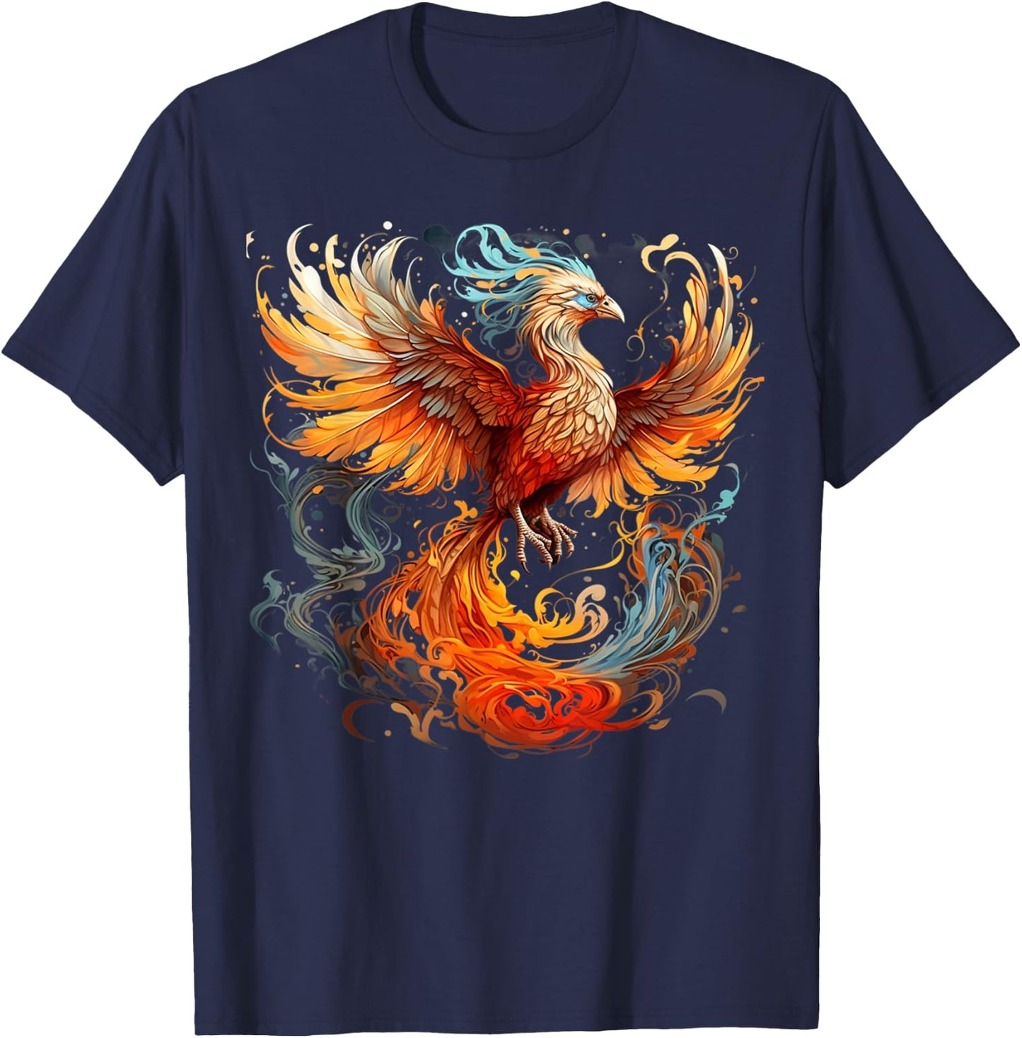Rising Phoenix Majestic Fire Bird Fenix Fantasy Mythological T-Shirt - T-Shirt | Navy