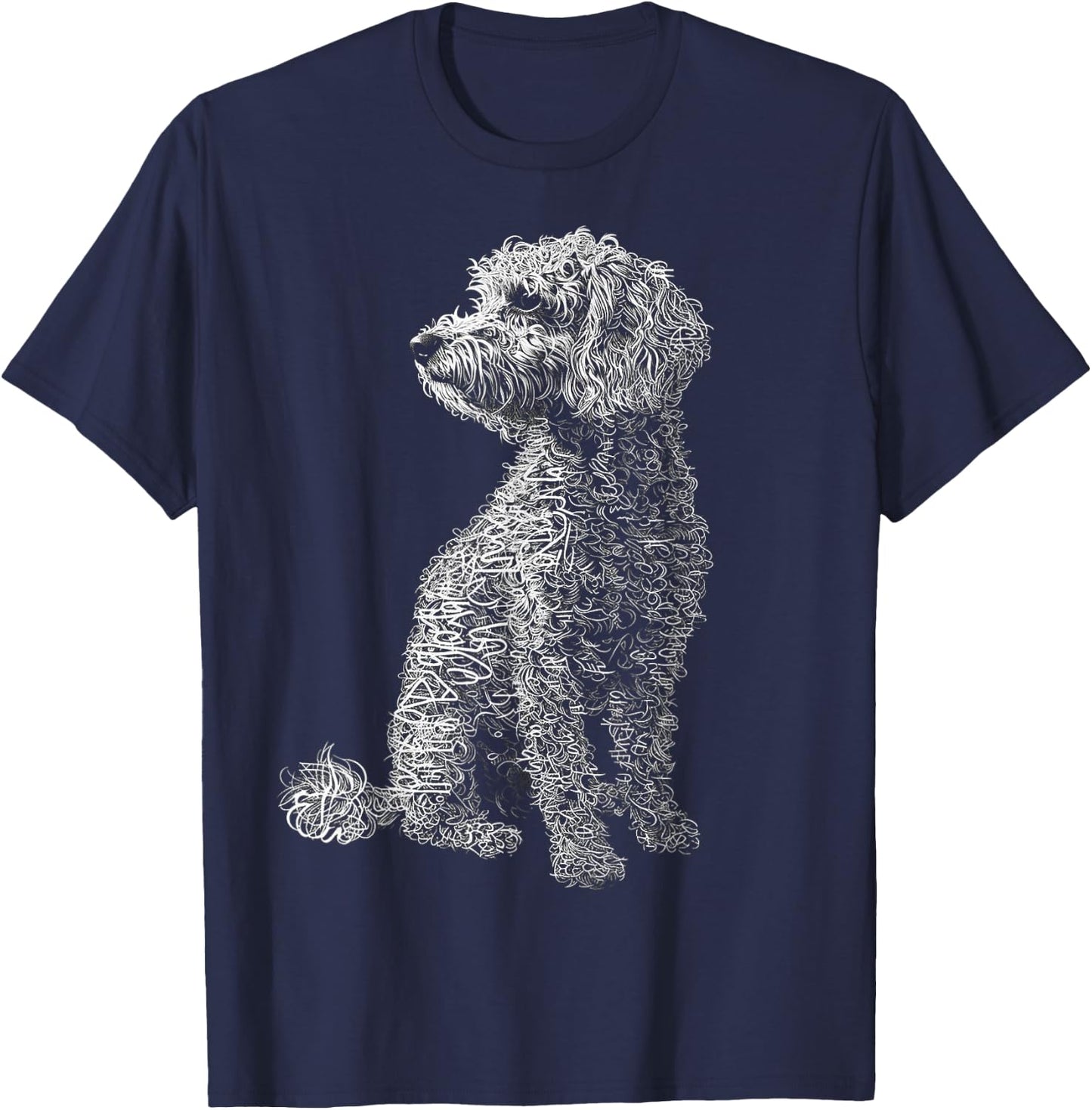 Poodle Dog Drawing Abstract Animal Pet Art Graphic Poodle T-Shirt - T-Shirt | Navy