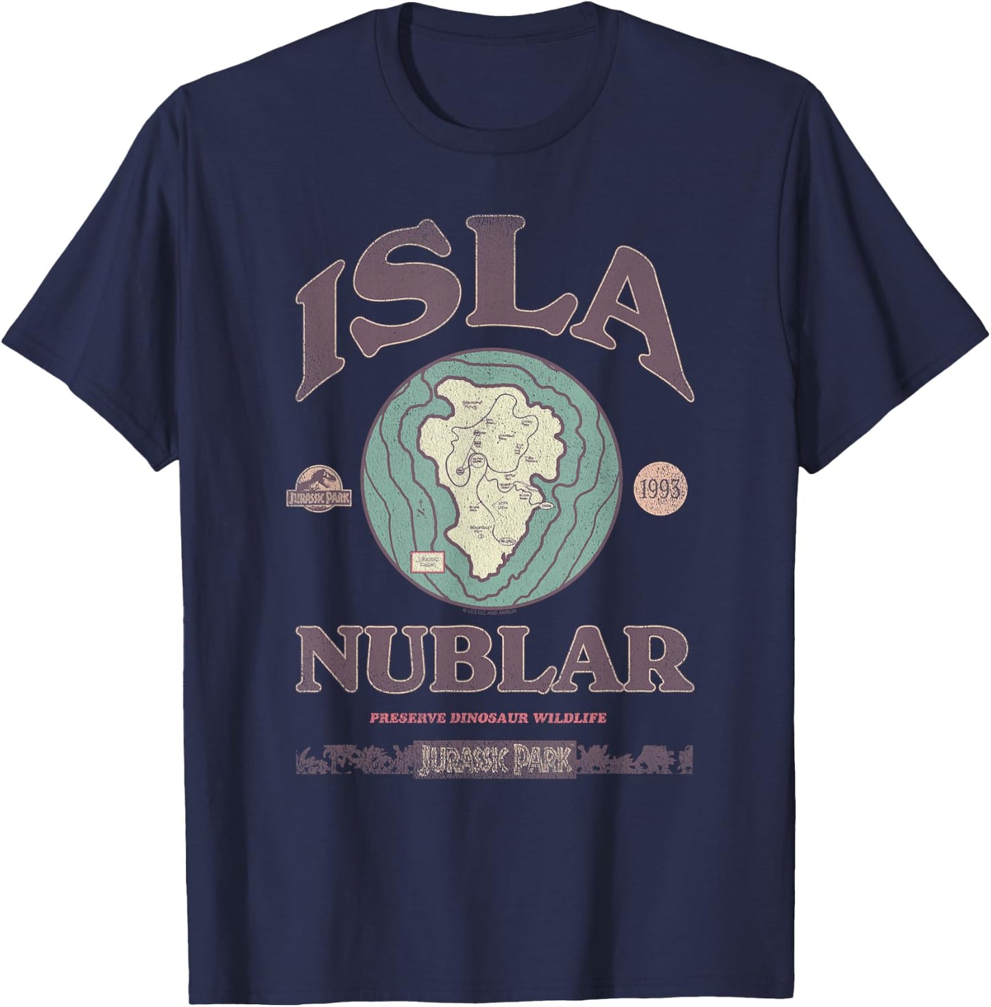 Jurassic Park Isla Nublar Tour 1993 , Small, Black T-Shirt - T-Shirt | Navy