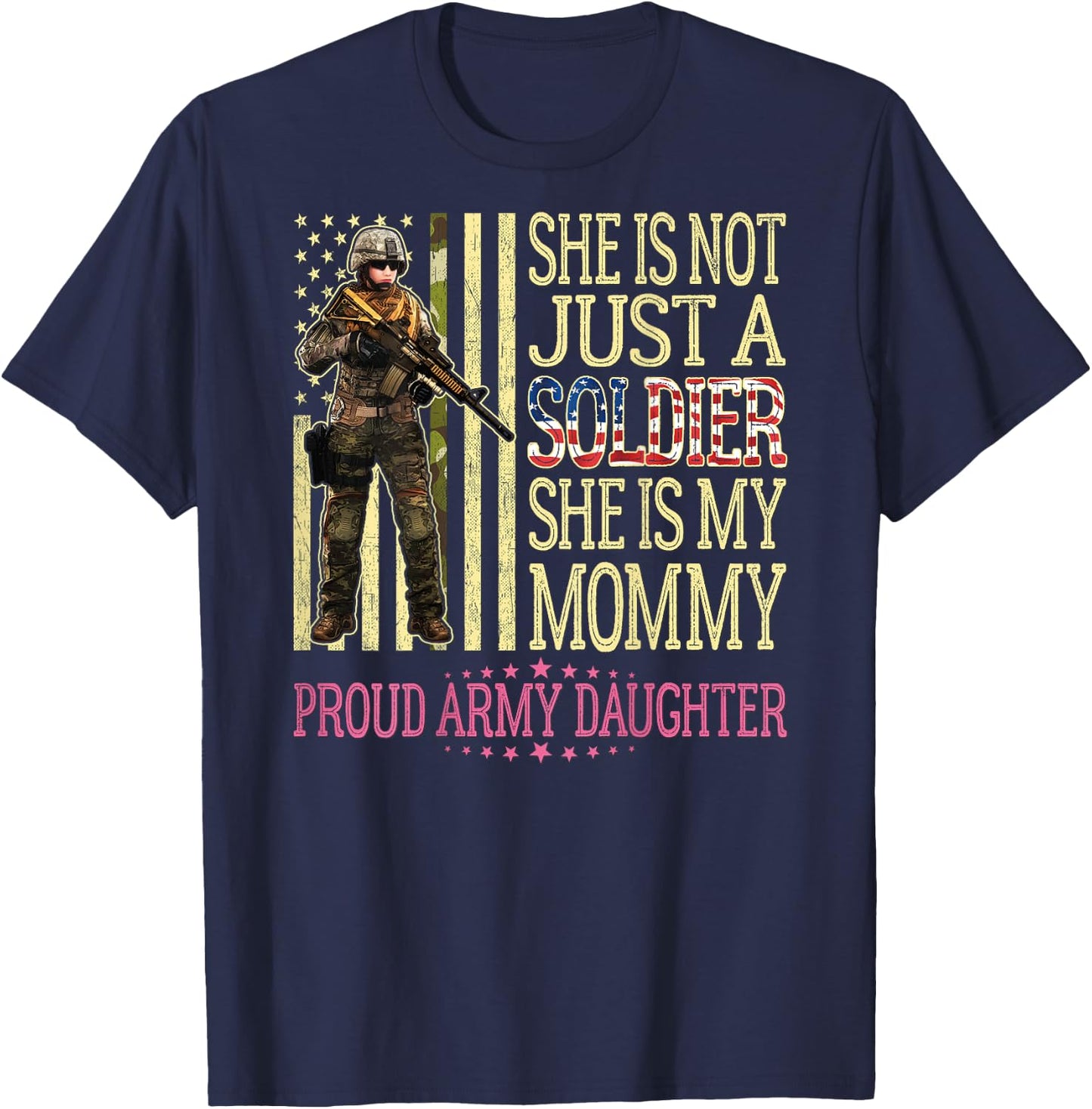 My Mommy Is My Soldier Hero - Proud Army Daughter Child Gift T-Shirt - T-Shirt | Navy