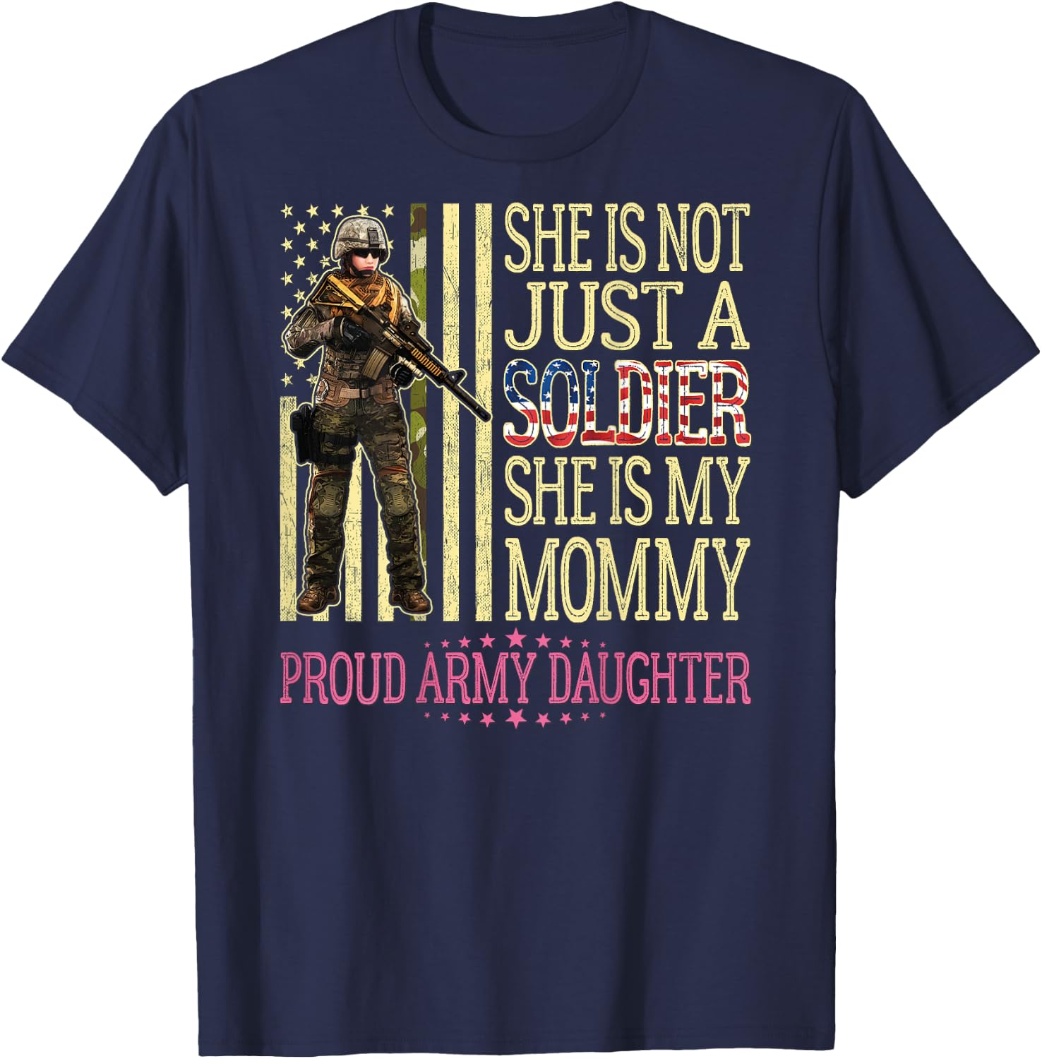 My Mommy Is My Soldier Hero - Proud Army Daughter Child Gift T-Shirt - T-Shirt | Navy