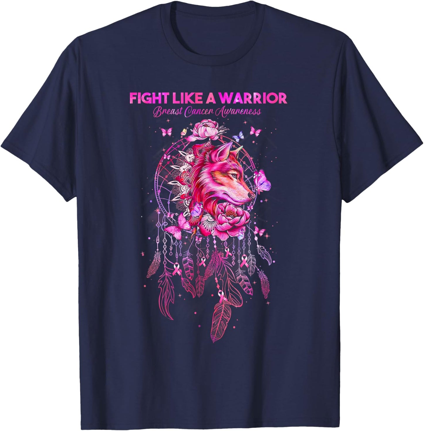 Fight Like a Warrior Breast Cancer Awareness Survivor Gifts T-Shirt - T-Shirt | Navy