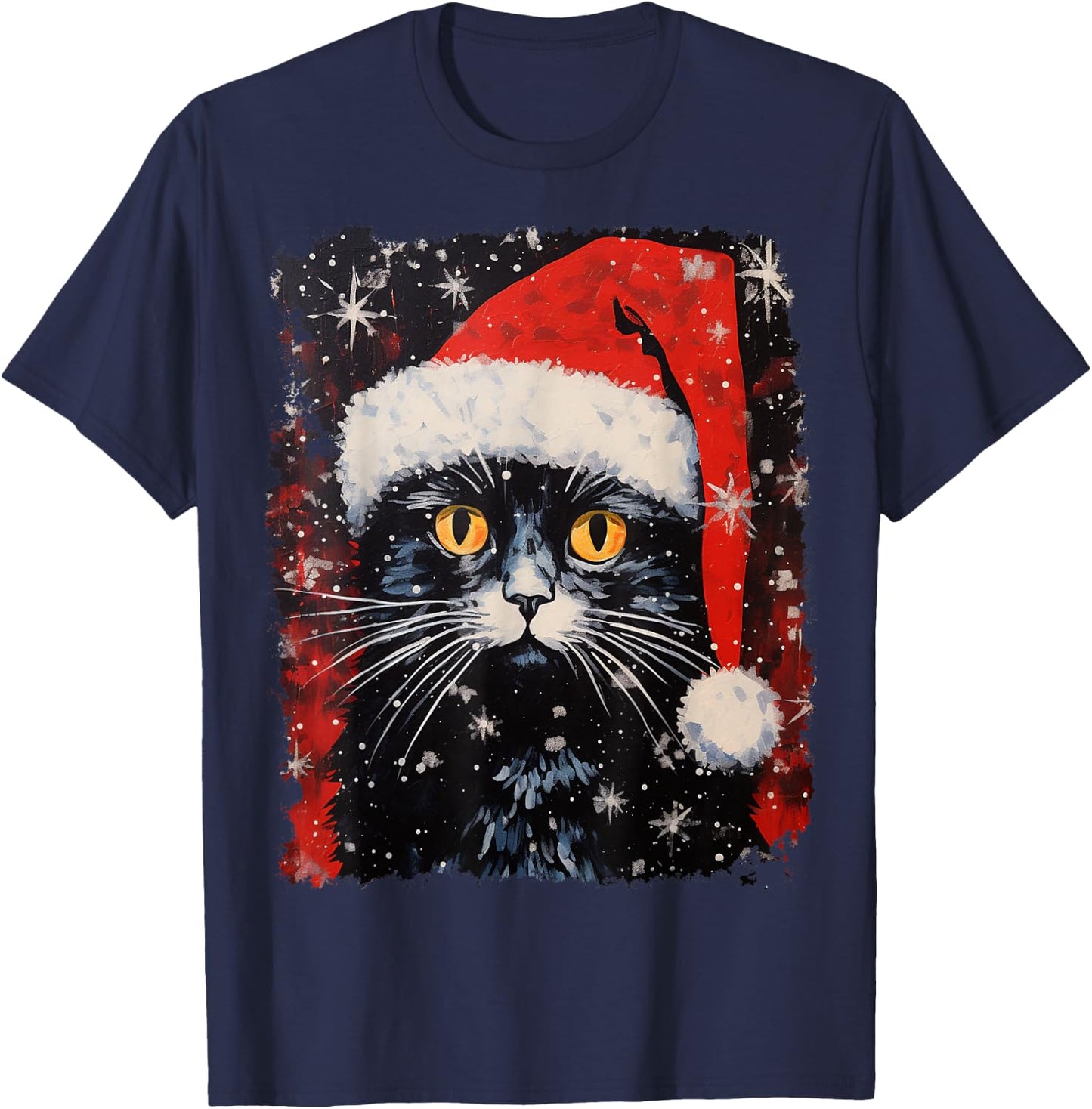 Christmas Black Cat T-Shirt - T-Shirt | Navy