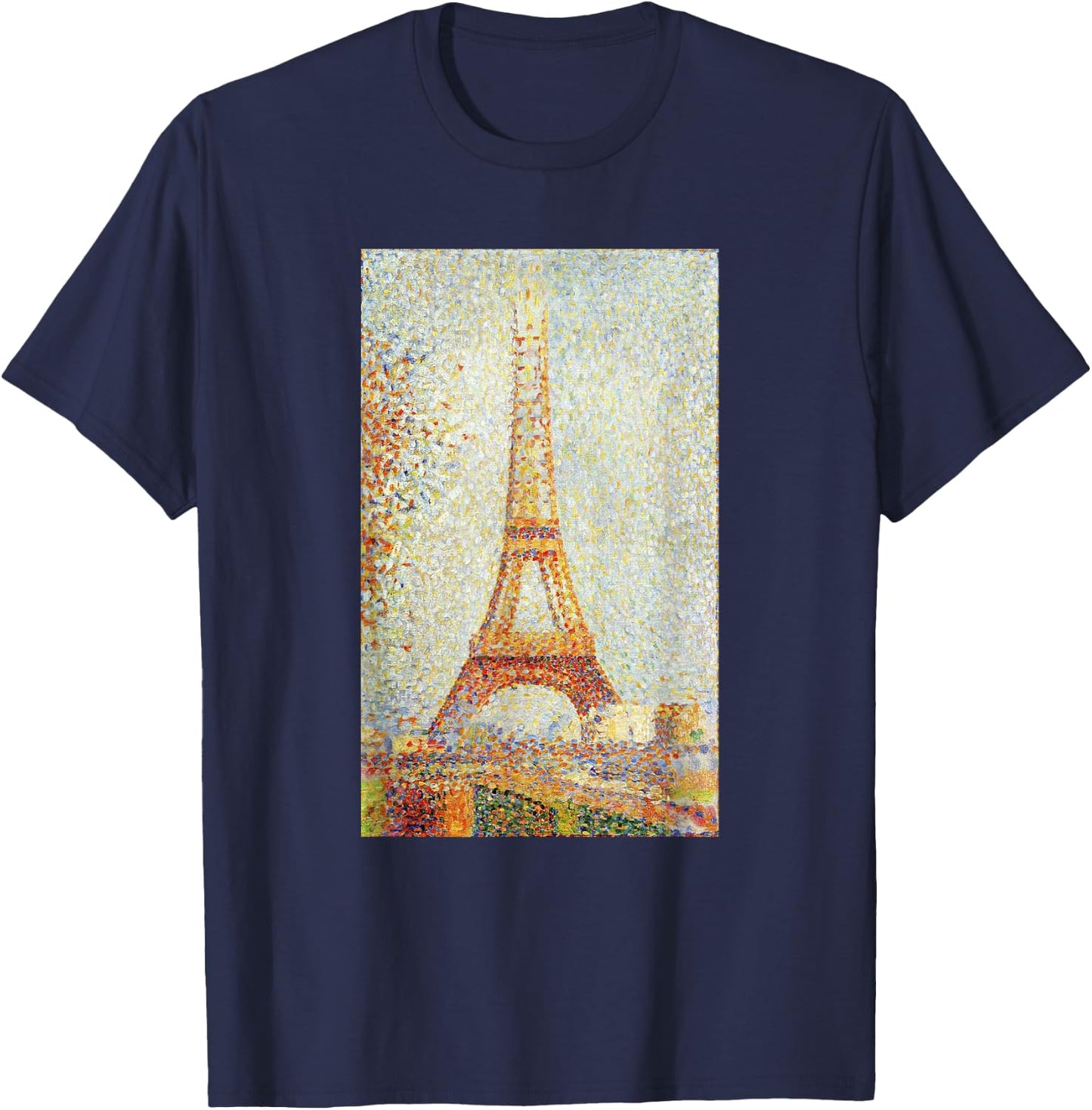 Eiffel Tower Georges Seurat Art Pointillism Impressionism T-Shirt - T-Shirt | Navy