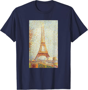 Eiffel Tower Georges Seurat Art Pointillism Impressionism T-Shirt - T-Shirt | Navy