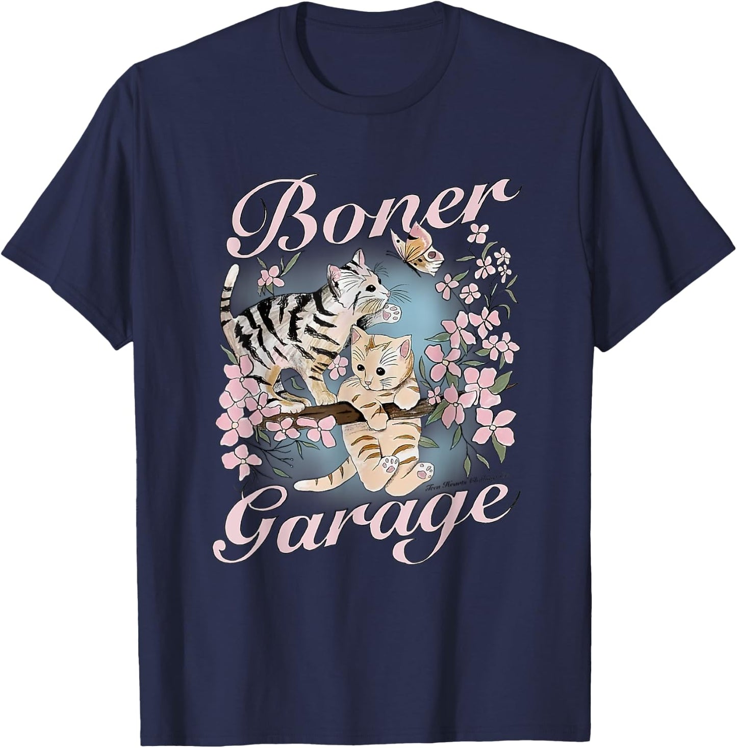 New Funny Kitty Boner Garage Funny Women T-Shirt - T-Shirt | Navy