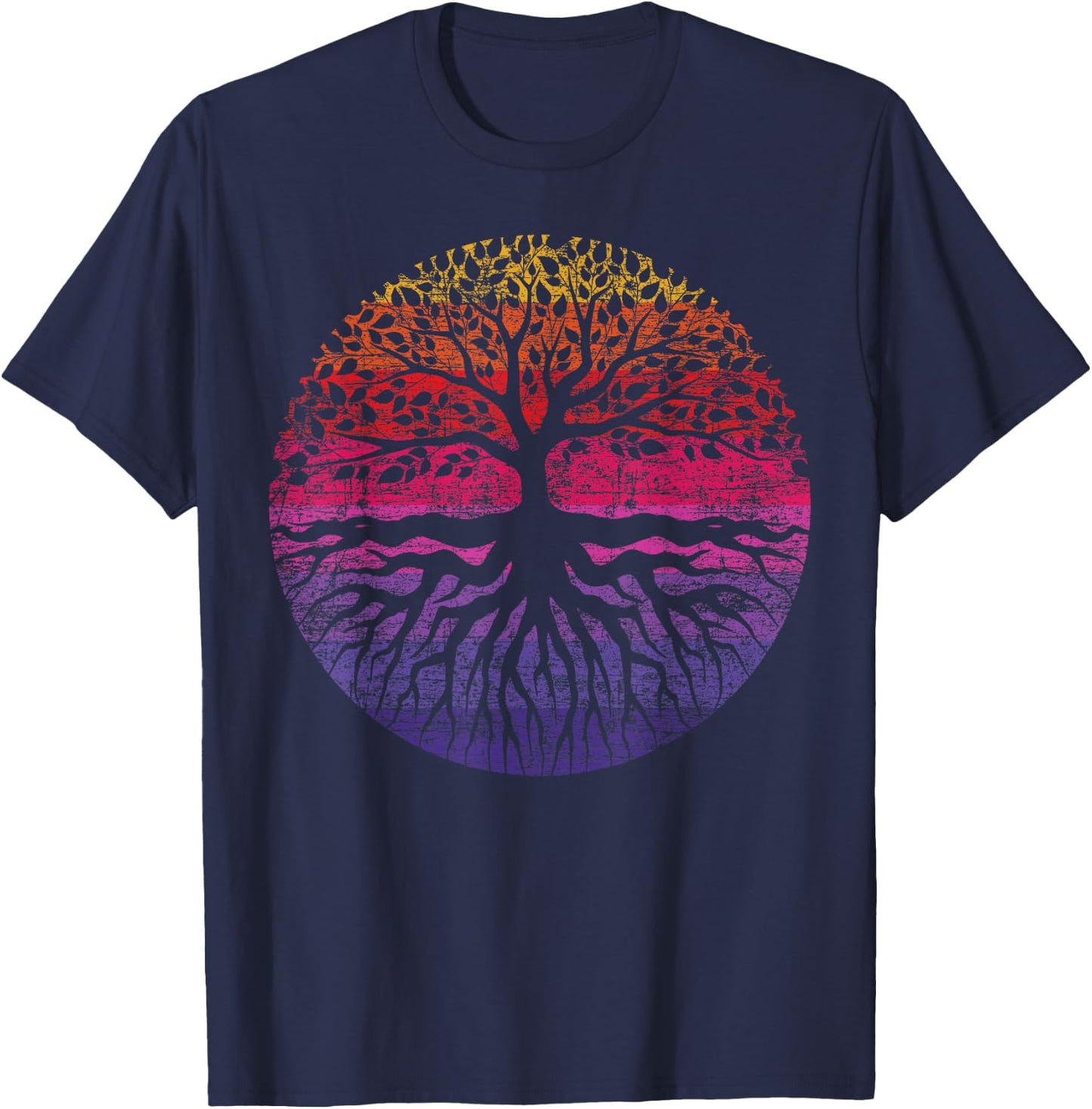 Nature Spirituality Hippie Colourful Tree Forest T-Shirt - T-Shirt | Navy