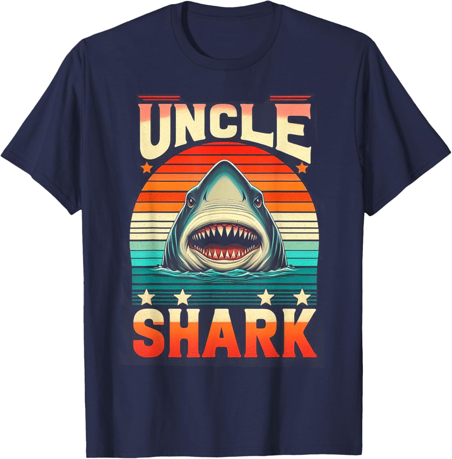 Uncle Shark Funny Shark family shark T-Shirt - T-Shirt | Navy