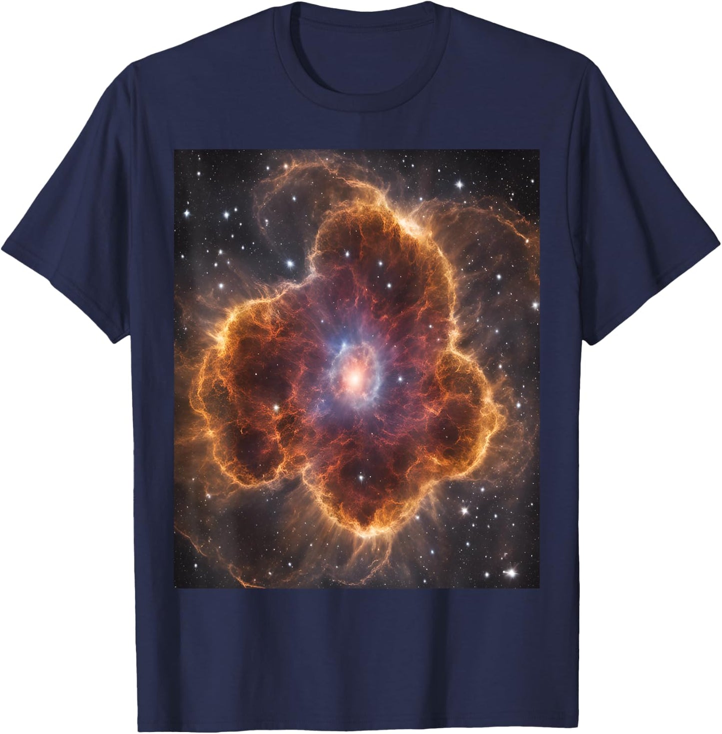 Eads Designs Mesmerizing Supernova Explosion Art - Women's Adults Black Regular Fit Small US Size T-Shirt - T-Shirt | Navy