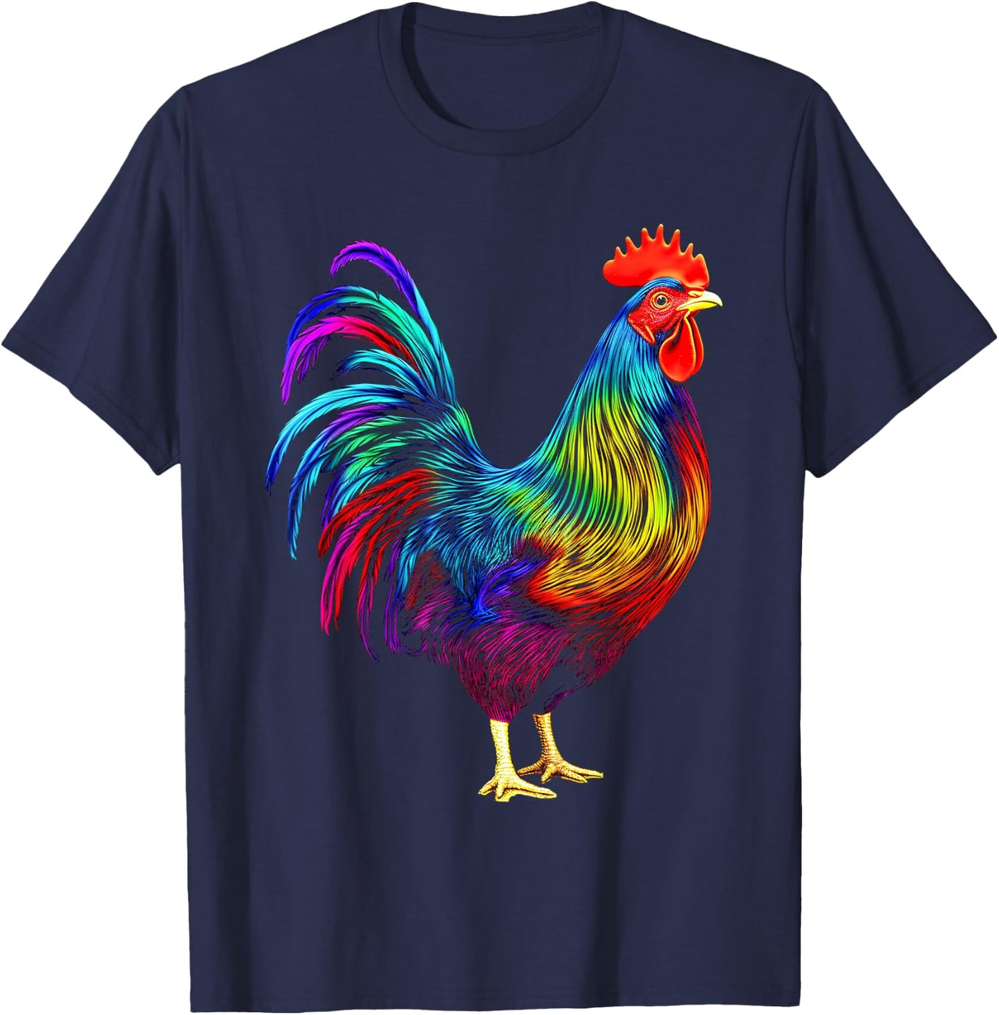 Chicken Colorful Art Animal Graphic Motif Chicken T-Shirt - T-Shirt | Navy