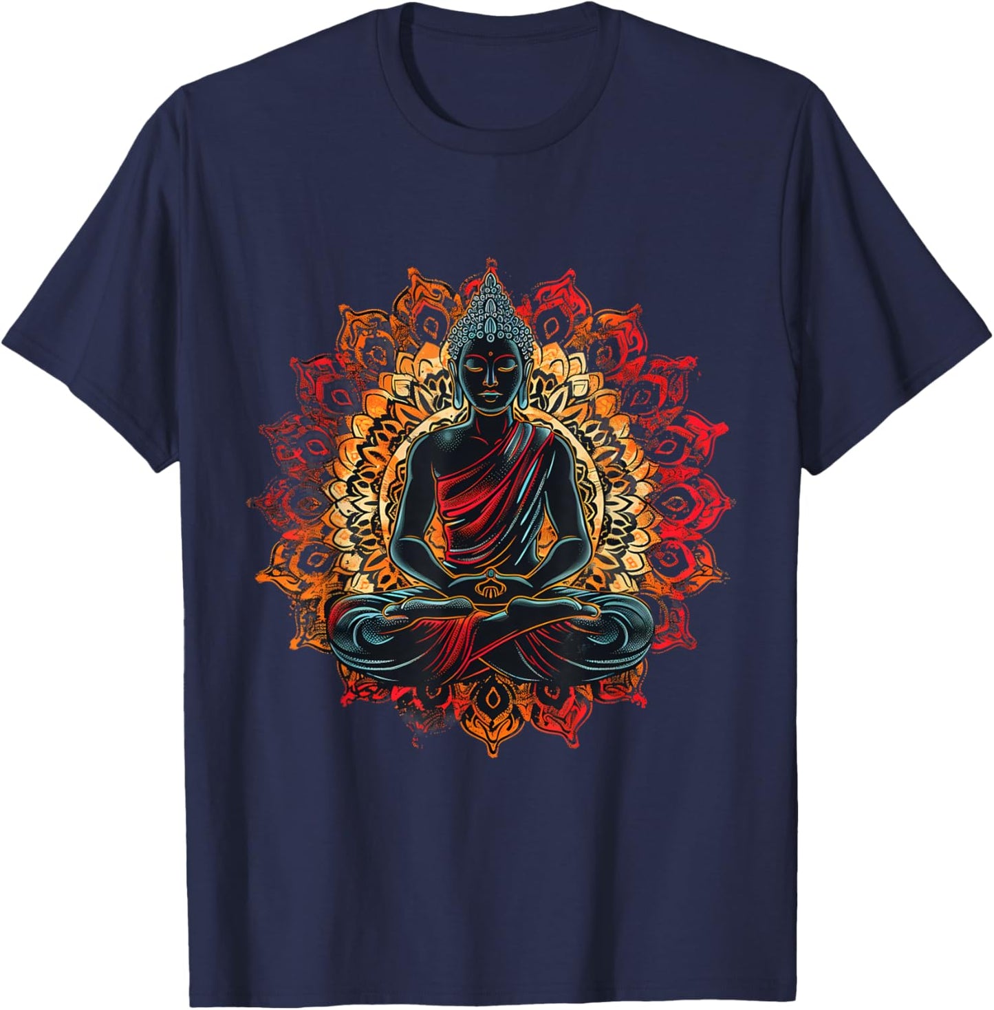 Meditation Hindu Zen Buddha Mandala Spiritual Buddhist T-Shirt - T-Shirt | Navy
