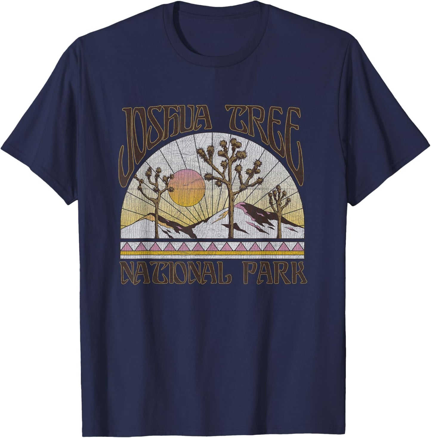 Vintage Joshua Tree National Park Retro Outdoor Camping Hike Small T-Shirt - T-Shirt | Navy