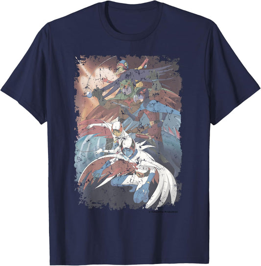 Manga Gatchaman Poster Planet Distressed T-Shirt - T-Shirt | Navy