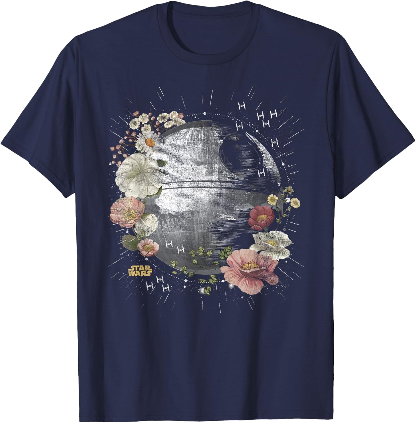Star Wars Floral Death Star T-Shirt - T-Shirt | Navy