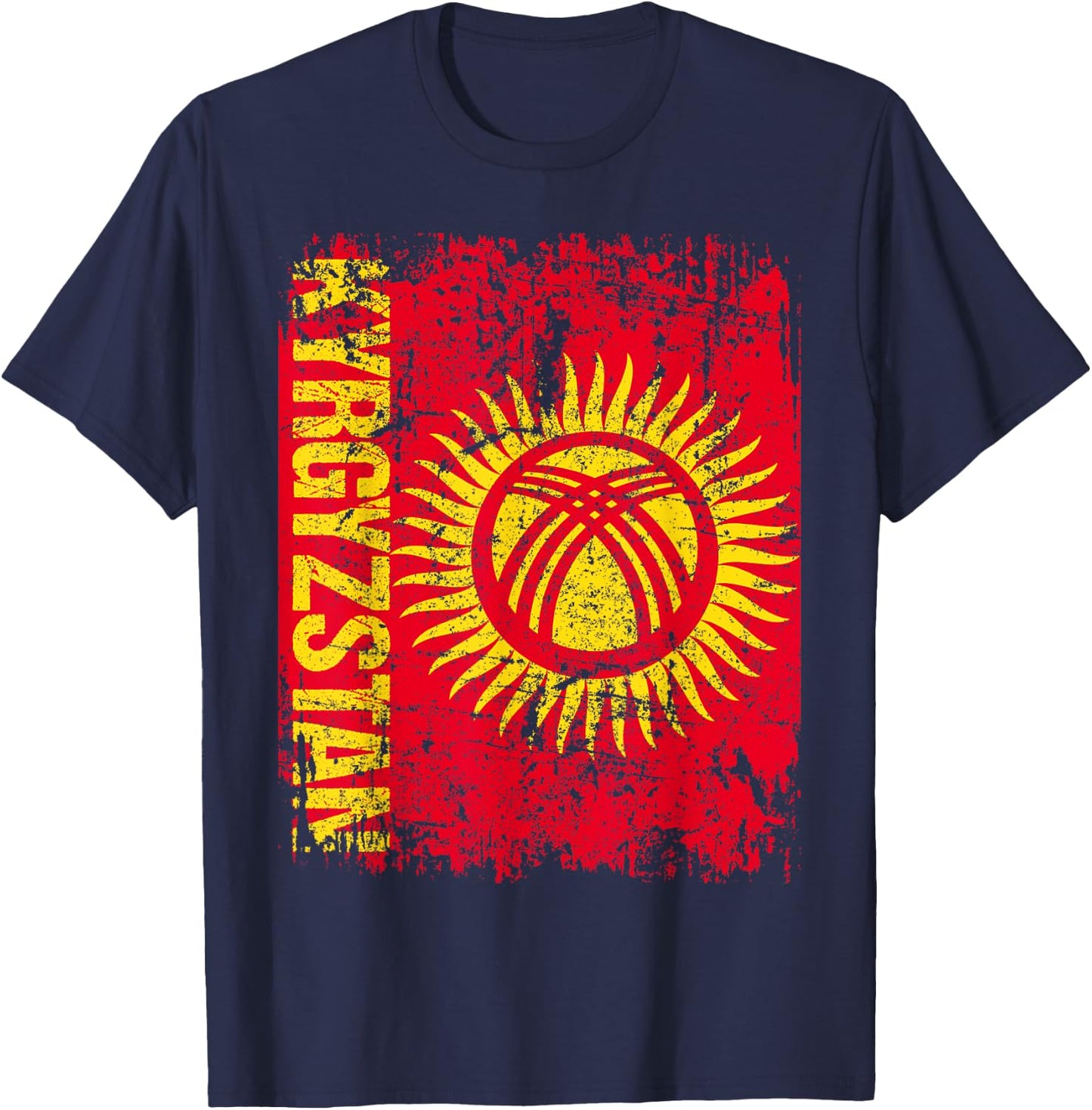 KYRGYZSTAN Flag Vintage Distressed KYRGYZSTAN T-Shirt - T-Shirt | Navy