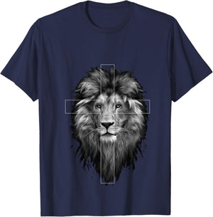 Jesus Lion of Judah | Christian Jesus T-Shirt - T-Shirt | Navy
