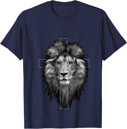 Jesus Lion of Judah | Christian Jesus T-Shirt - T-Shirt | Navy