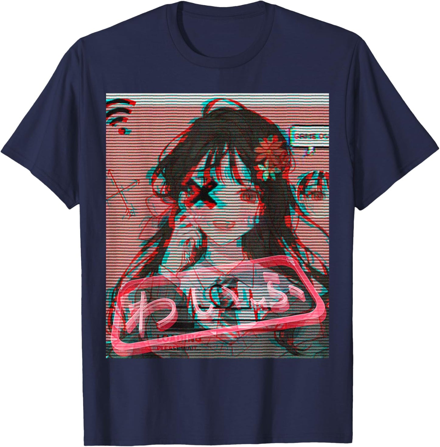 Aesthetic Vaporwave Japanese Futurism Anime Retro Hentai T-Shirt - T-Shirt | Navy