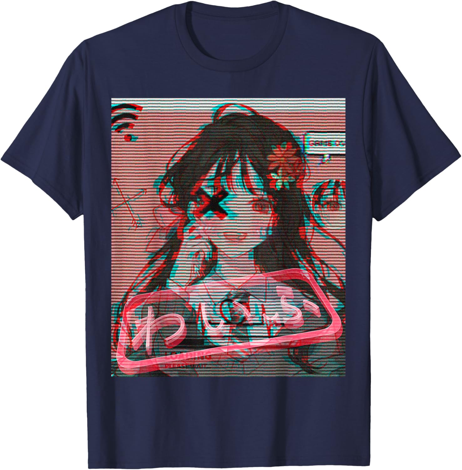 Aesthetic Vaporwave Japanese Futurism Anime Retro Hentai T-Shirt - T-Shirt | Navy