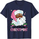 Merry Christmas Santa Claus Black Afro African American Xmas T-Shirt - T-Shirt | Navy