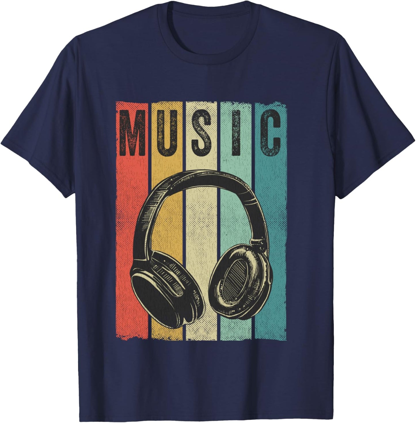 Electronic Music Lover DJ Gift Vintage Retro Headphones T-Shirt - T-Shirt | Navy