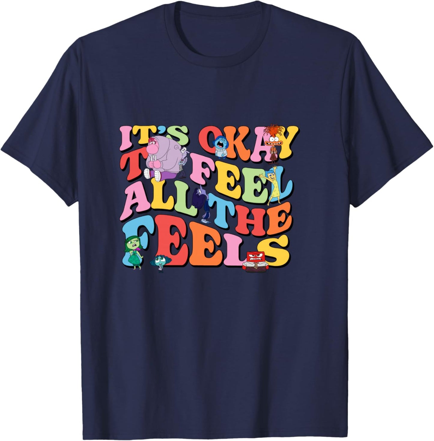 Disney Pixar Inside Out 2 It’s Okay to Feel All The Feels T-Shirt - T-Shirt | Navy