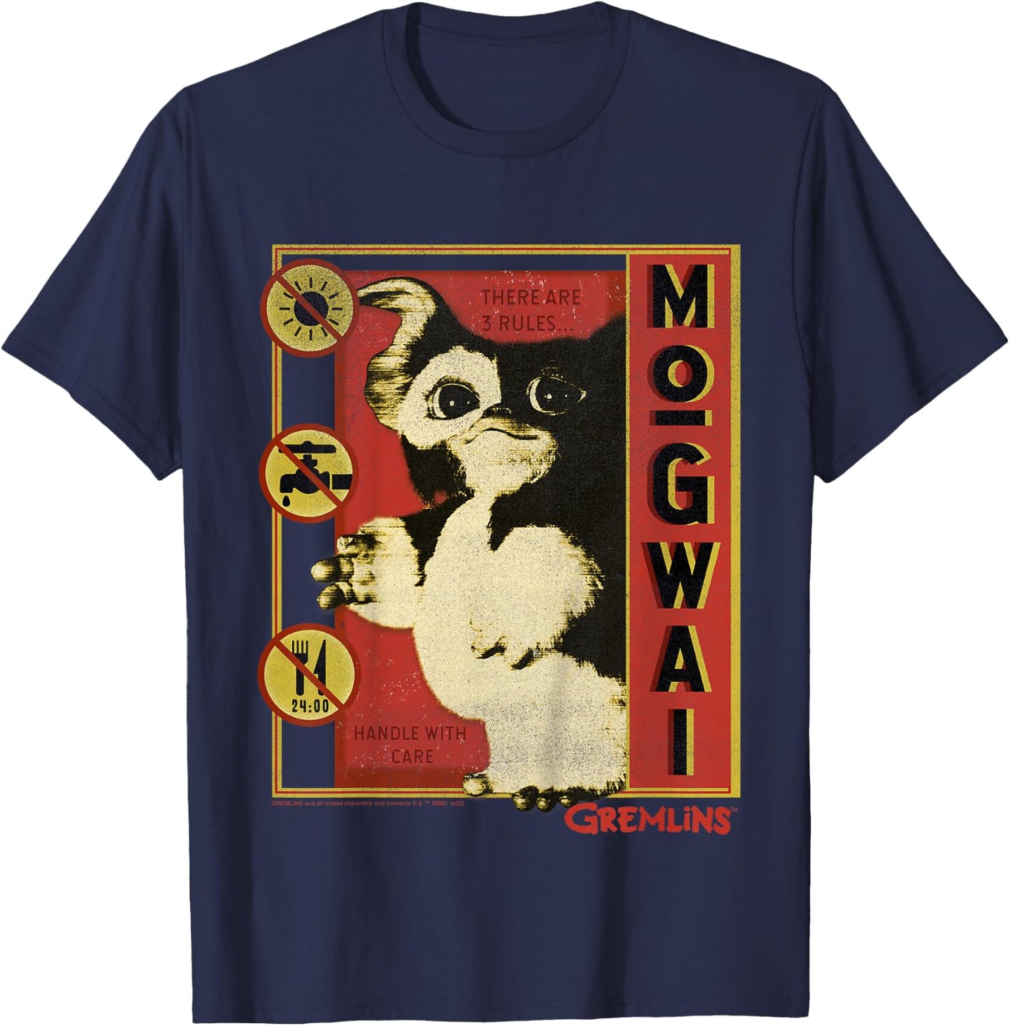 Kids Gremlins Mogwai Three Rules Poster T-Shirt - T-Shirt | Navy