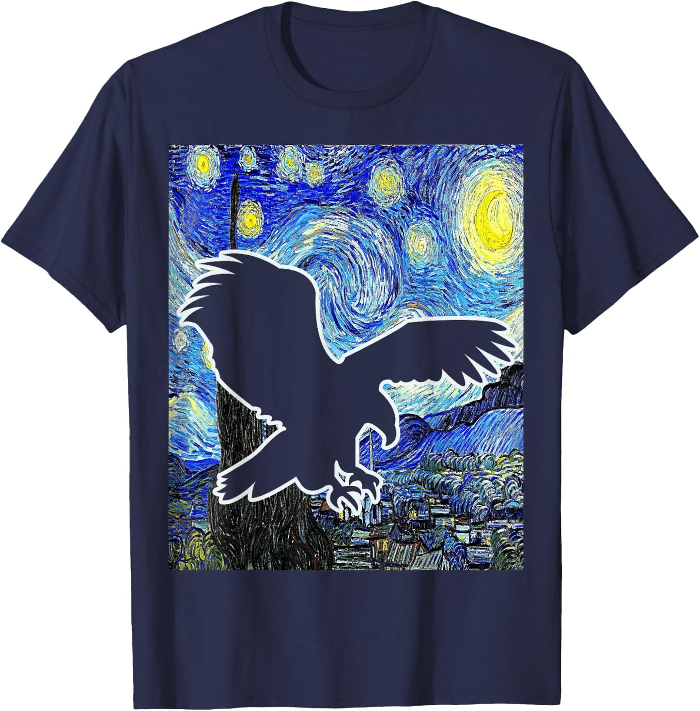 Eagle Starry Night Eagle Lover Van Gogh Eagle Birdwatching T-Shirt - T-Shirt | Navy