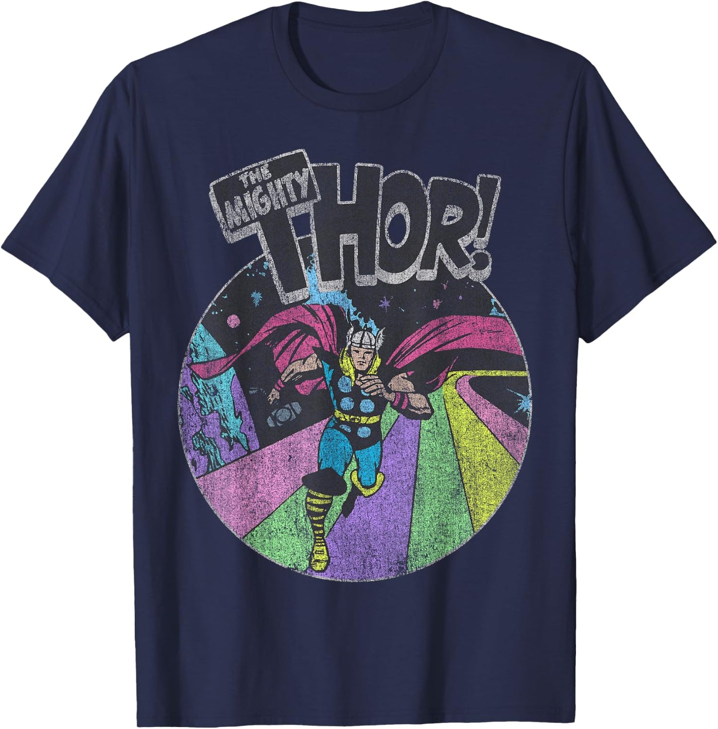 Marvel Avengers The Mighty Thor Distressed Retro Portrait T-Shirt - T-Shirt | Navy