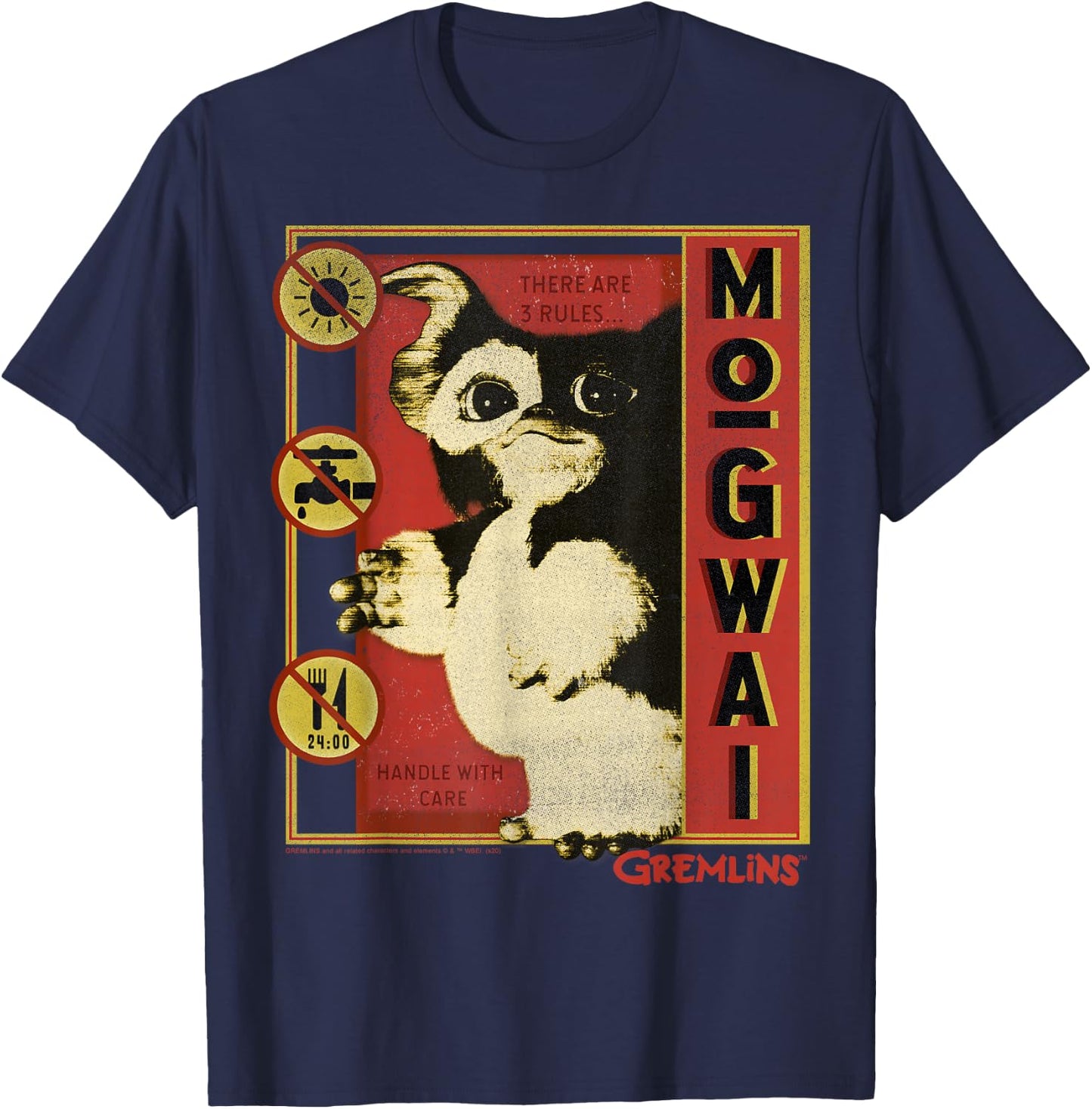 Gremlins Mogwai Three Rules Poster Small T-Shirt - T-Shirt | Navy