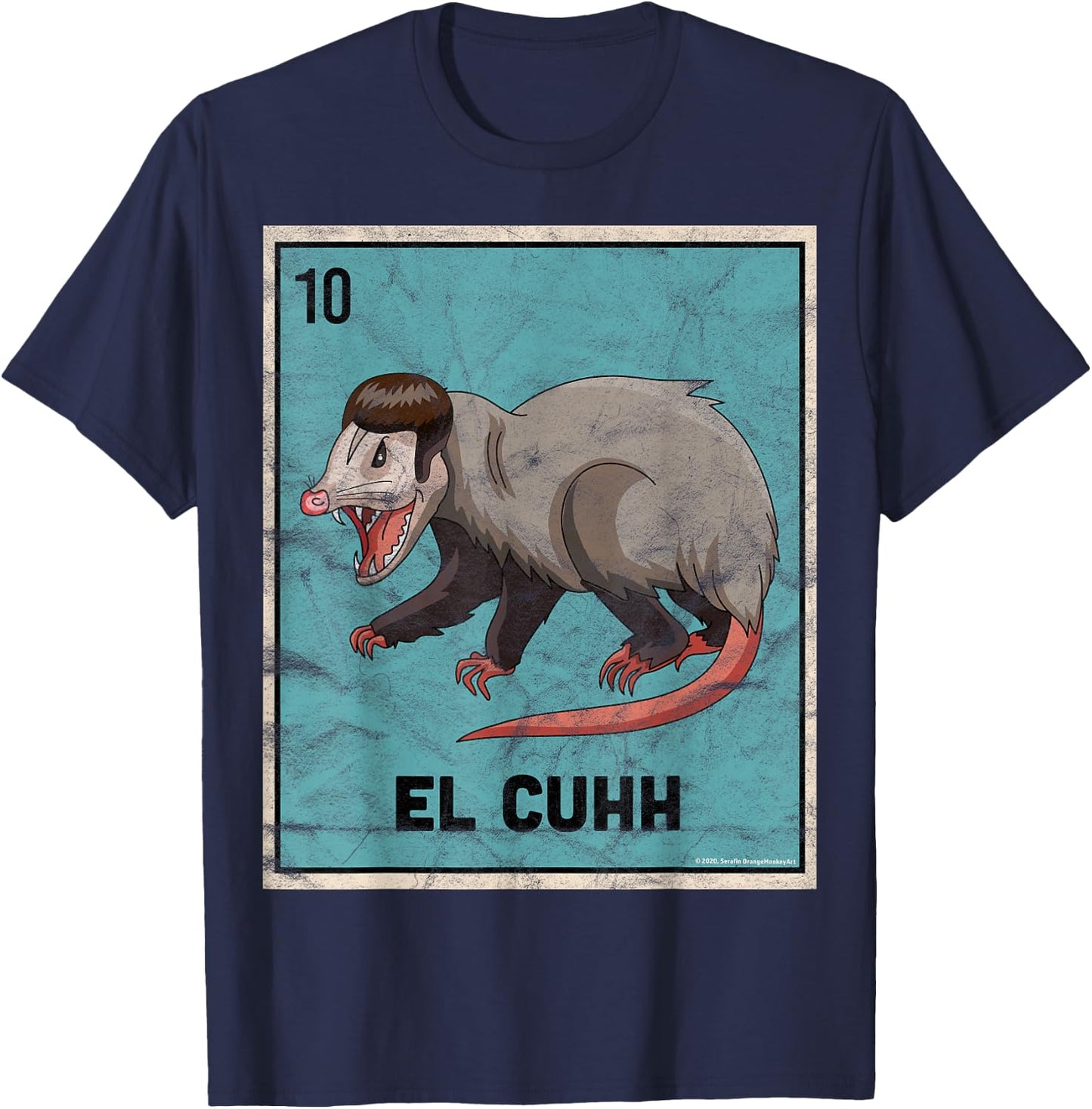 El Cuhh Takuache Cuh Opossum Funny Mexican Playing Card T-Shirt - T-Shirt | Navy