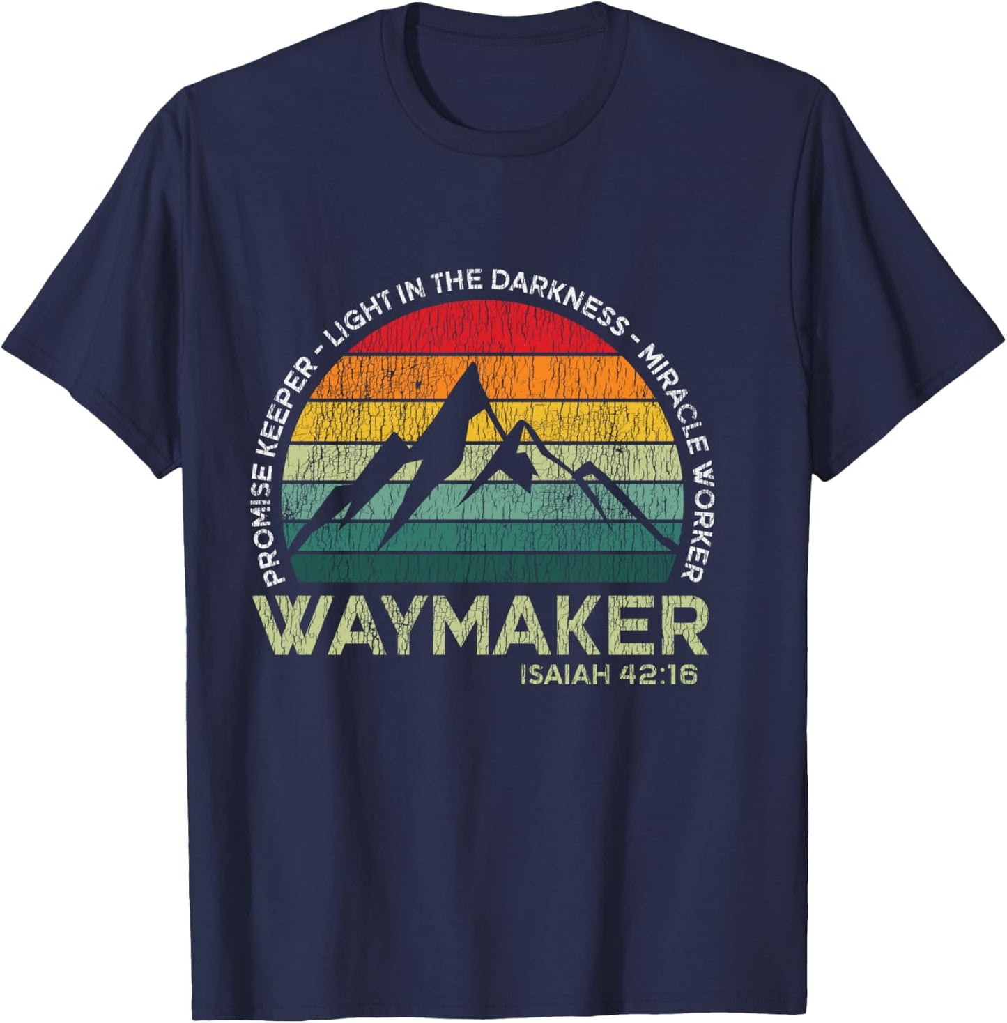 Vintage Waymaker Promise Keeper Miracle Worker Christian T-Shirt - T-Shirt | Navy