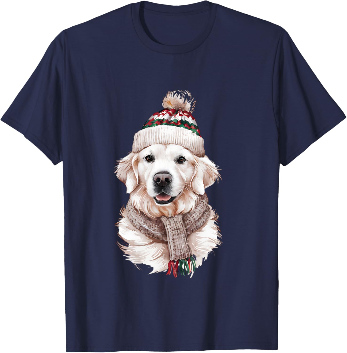 White English Cream Golden Retriever Mom Dog Puppy Christmas T-Shirt - T-Shirt | Navy