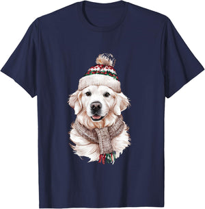 White English Cream Golden Retriever Mom Dog Puppy Christmas T-Shirt - T-Shirt | Navy
