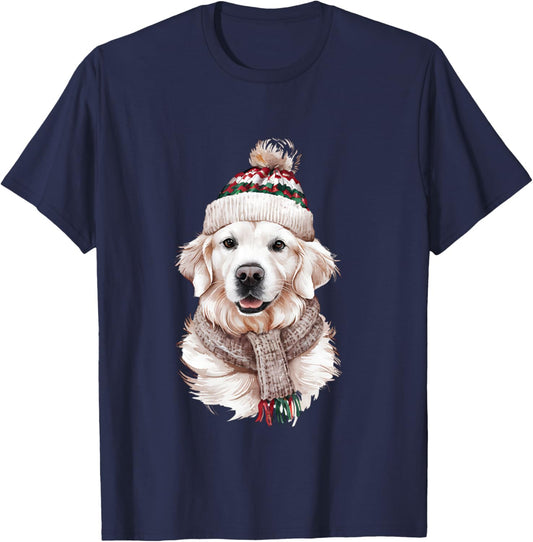White English Cream Golden Retriever Mom Dog Puppy Christmas T-Shirt - T-Shirt | Navy