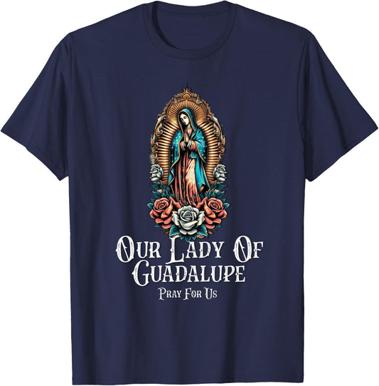 Our Lady Of Guadalupe Marian Catholic T-Shirt - T-Shirt | Navy
