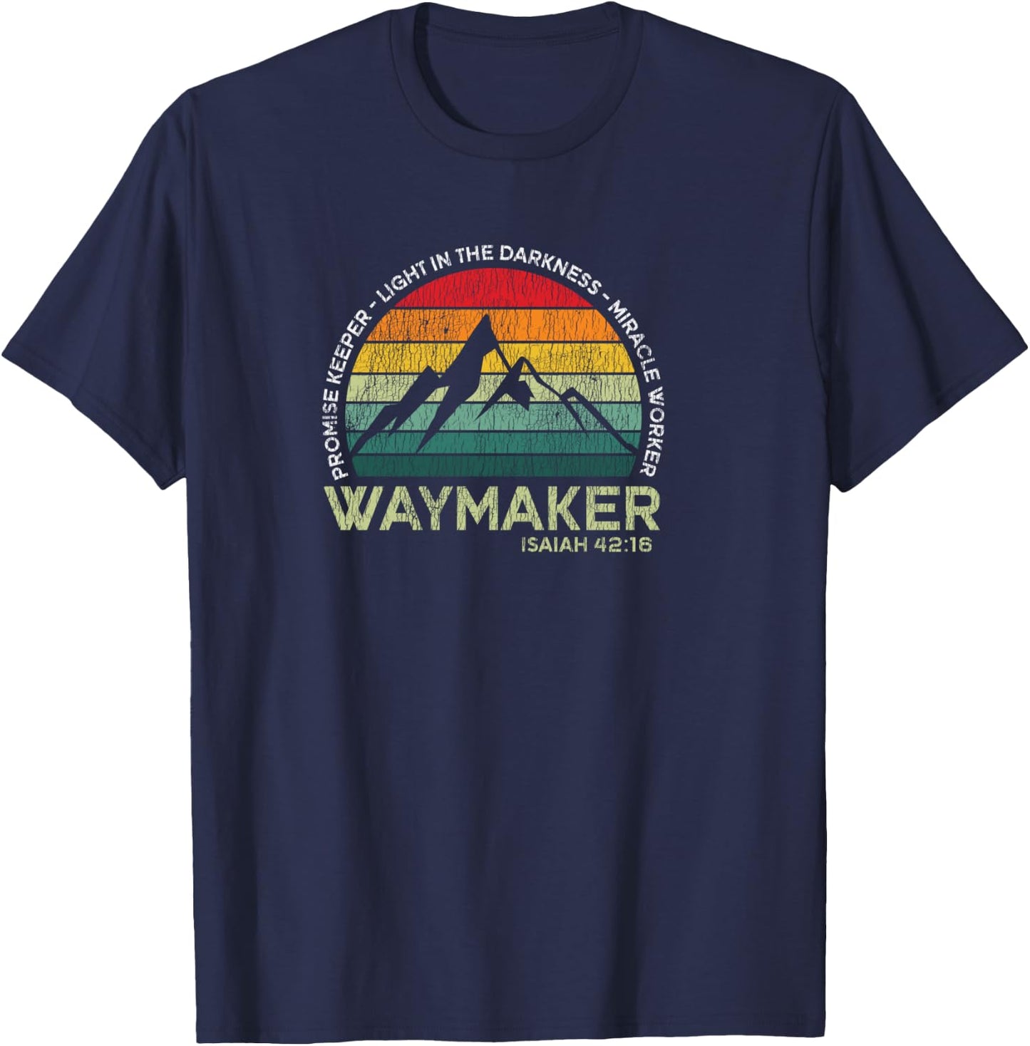 Vintage Waymaker Promise Keeper Miracle Worker Christian T-Shirt - T-Shirt | Navy