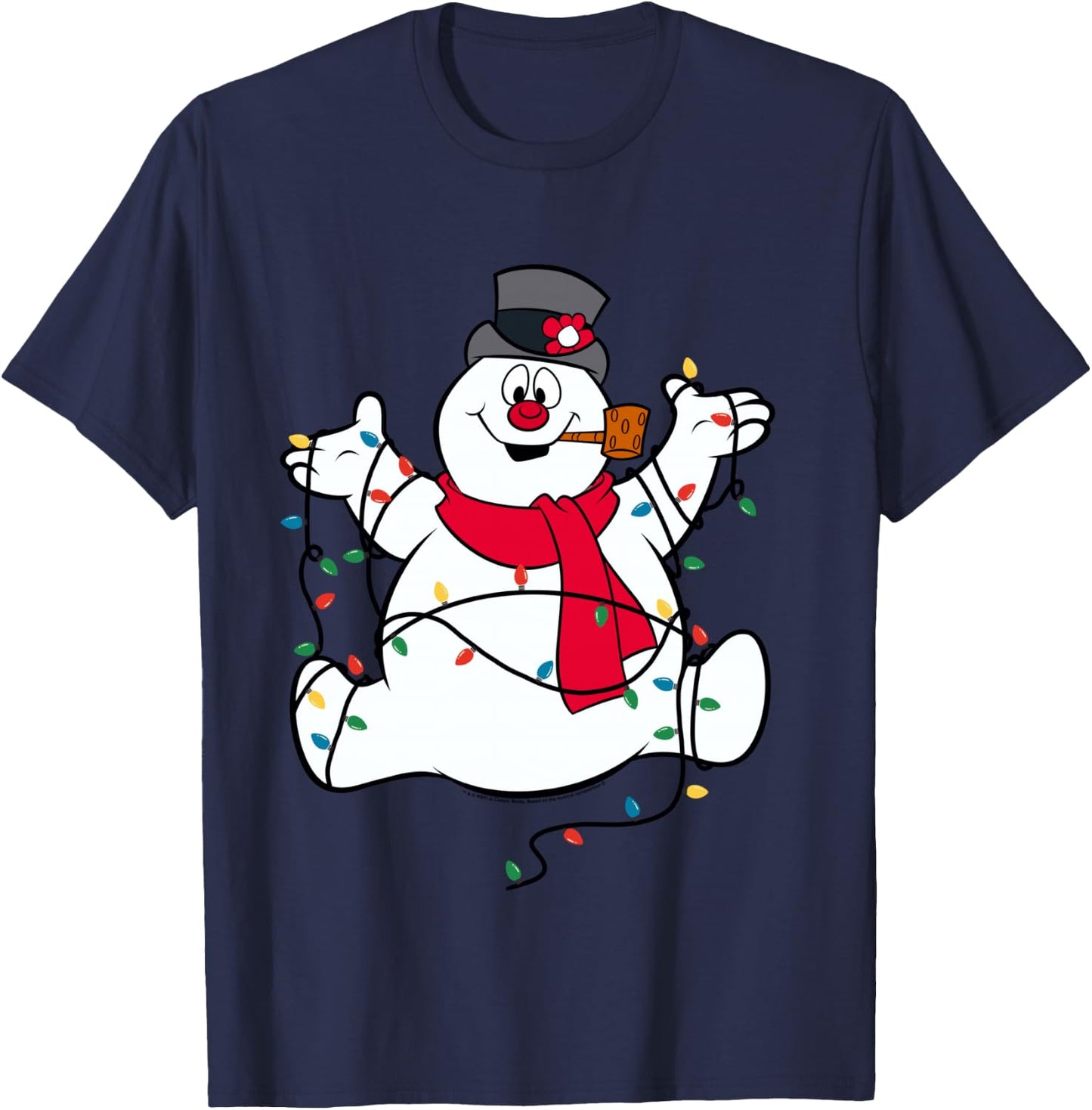 Frosty The Snowman Christmas Lights Portrait T-Shirt - T-Shirt | Navy