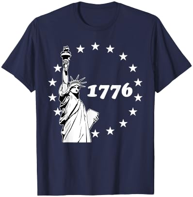 1776 Statue Of Liberty Betsy Ross American Patriotic Gift Kids Men T-Shirt - T-Shirt | Navy