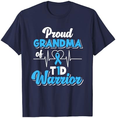 Proud Grandma Of A T1D Warrior Diabetic Diabetes Awareness T-Shirt - T-Shirt | Navy