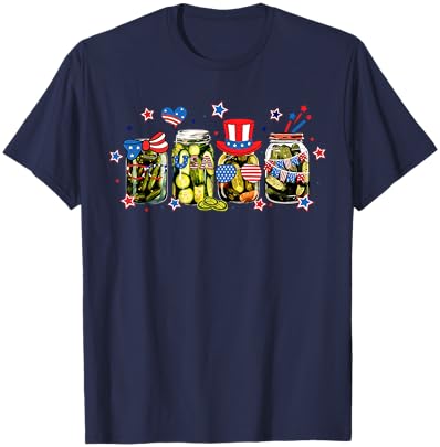 4th of July Canned Pickles Coquette Bows American Flag T-Shirt - T-Shirt | Navy