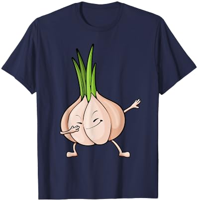 Cute Garlic Design Women Plant Food Garlic Lover T-Shirt - T-Shirt | Navy