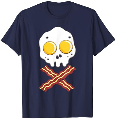 Fried Egg with Bacon - Skull Bone - Food T-Shirt - T-Shirt | Navy
